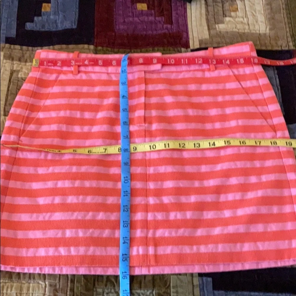 J. Crew pink and orange textured stripe mini skirt size 6